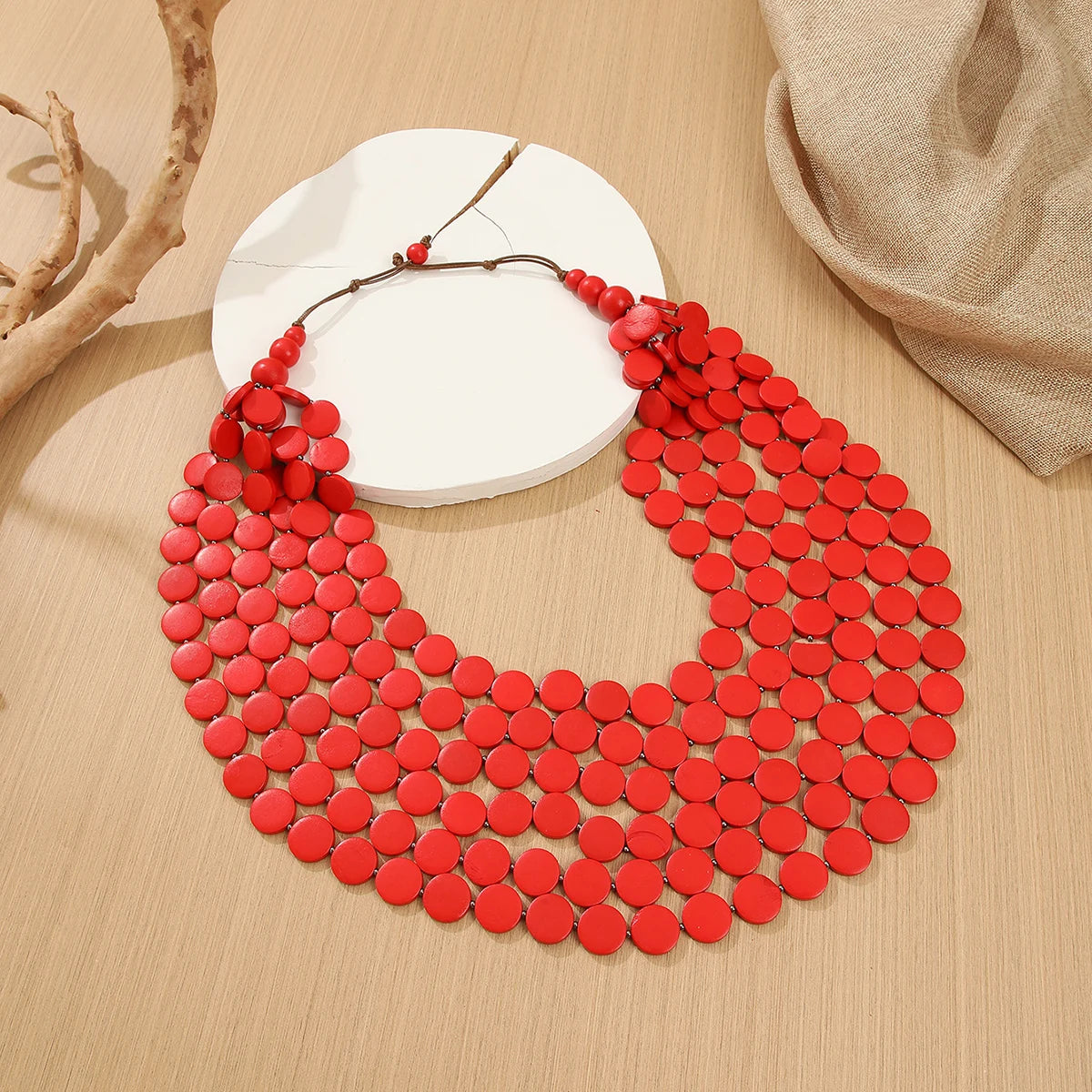 2026 Trend Fashion Geometric Round Wooden Beads Handmade Beaded MultiLayer Long Necklaces For Women Vacation Party Jewelry