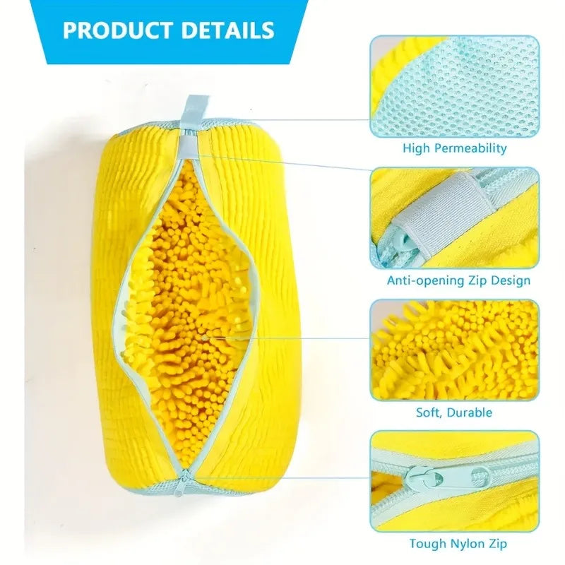 Durable Shoe Washing Machine Bag Yellow Blue Zipper Ideal for Sneakers And Casual Shoes Laundry Wash Bag for All Shoe Types