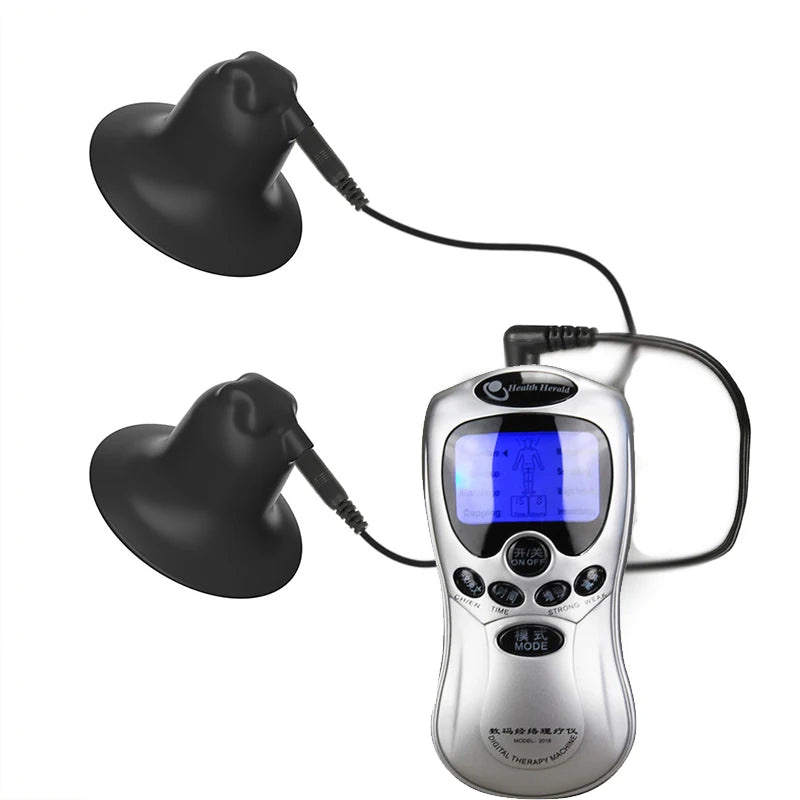 Electric Shock Nipple Sucker Enlarger Nipple Clamp Pussy Pump Clit Clip Vacuum Stimulate Breast Enlarger Sextoy For Women Men SM
