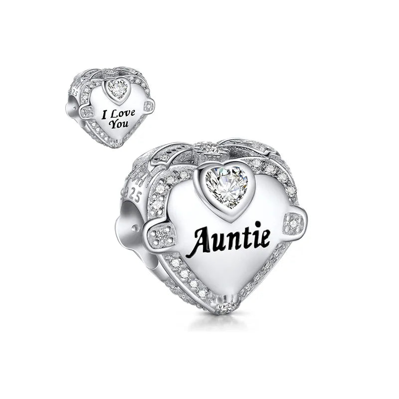 Hot Selling 925 Silver Sibling Daughter Heart-Shaped Charm Bead Suitable For Original European Bracelet DIY Women's Jewelry Gift