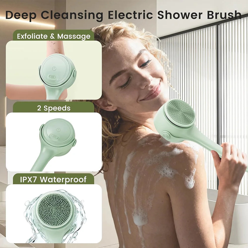 Electric Silicone Bath Brush with Long Handle