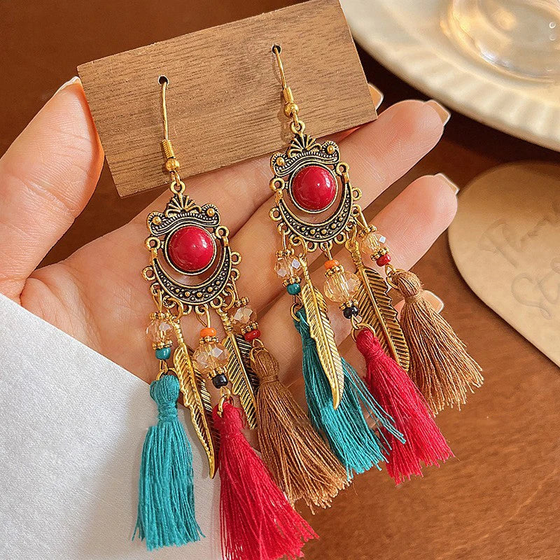 Cute Summer Flower Earrings Handmade Vacation Bohemian Earrings Exaggerated Beach Women Jewelry Party