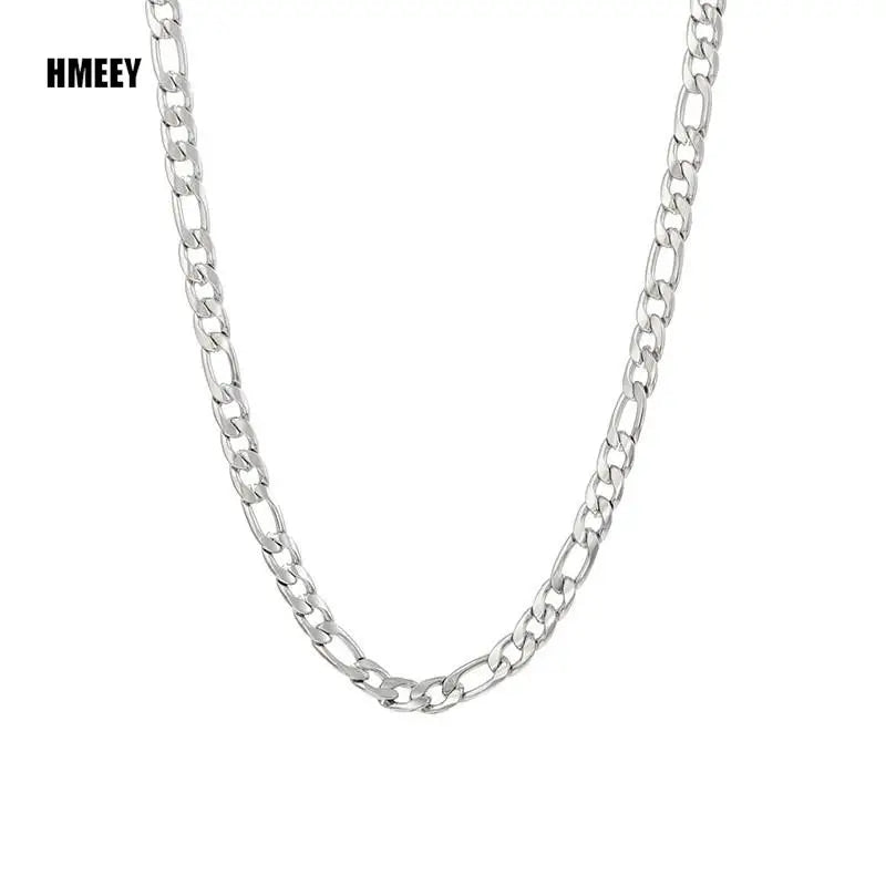 Men's Stainless Steel Link Figaro Chain Necklace for Women High Quality Waterproof Choker Silver Color Jewelry Accessories Gift
