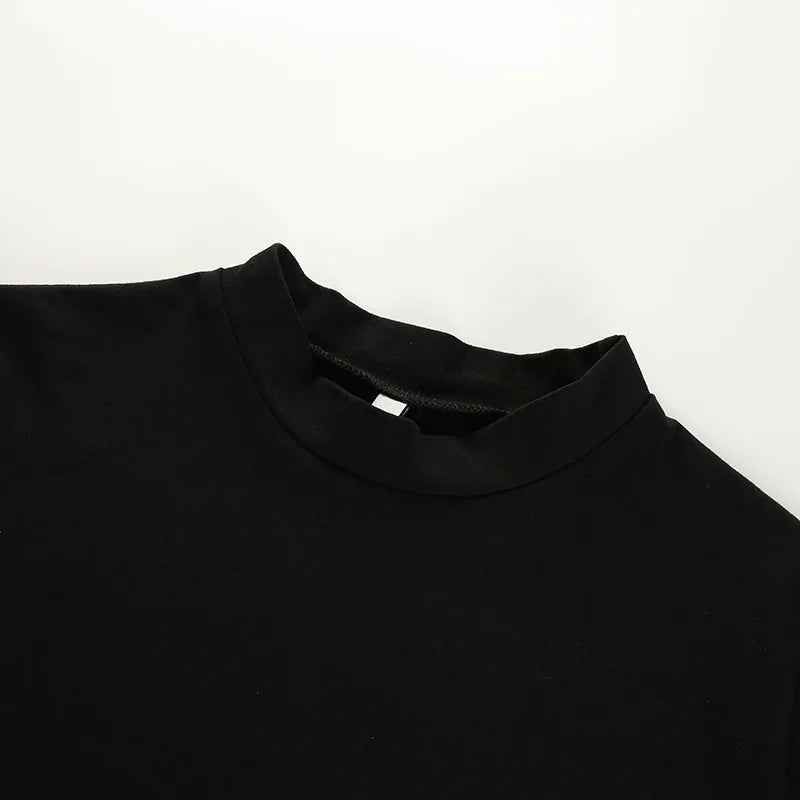 Deepthroat Princess Women Crop Top Black Short Bandage Tee Tops Girls Sexy TShirt Harajuku High Elasticity Tight Short Sleeves