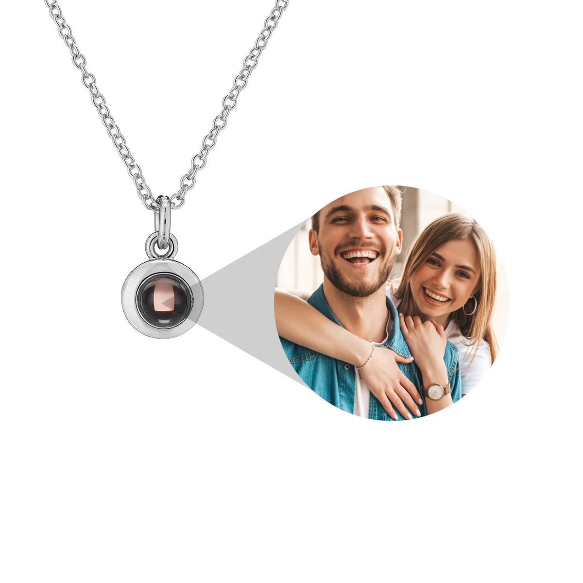 Valentine's Day Gift Photo Custom Projection Necklace Lock Shaped Projection Necklace Lover Family Wife Husband Memory Gift