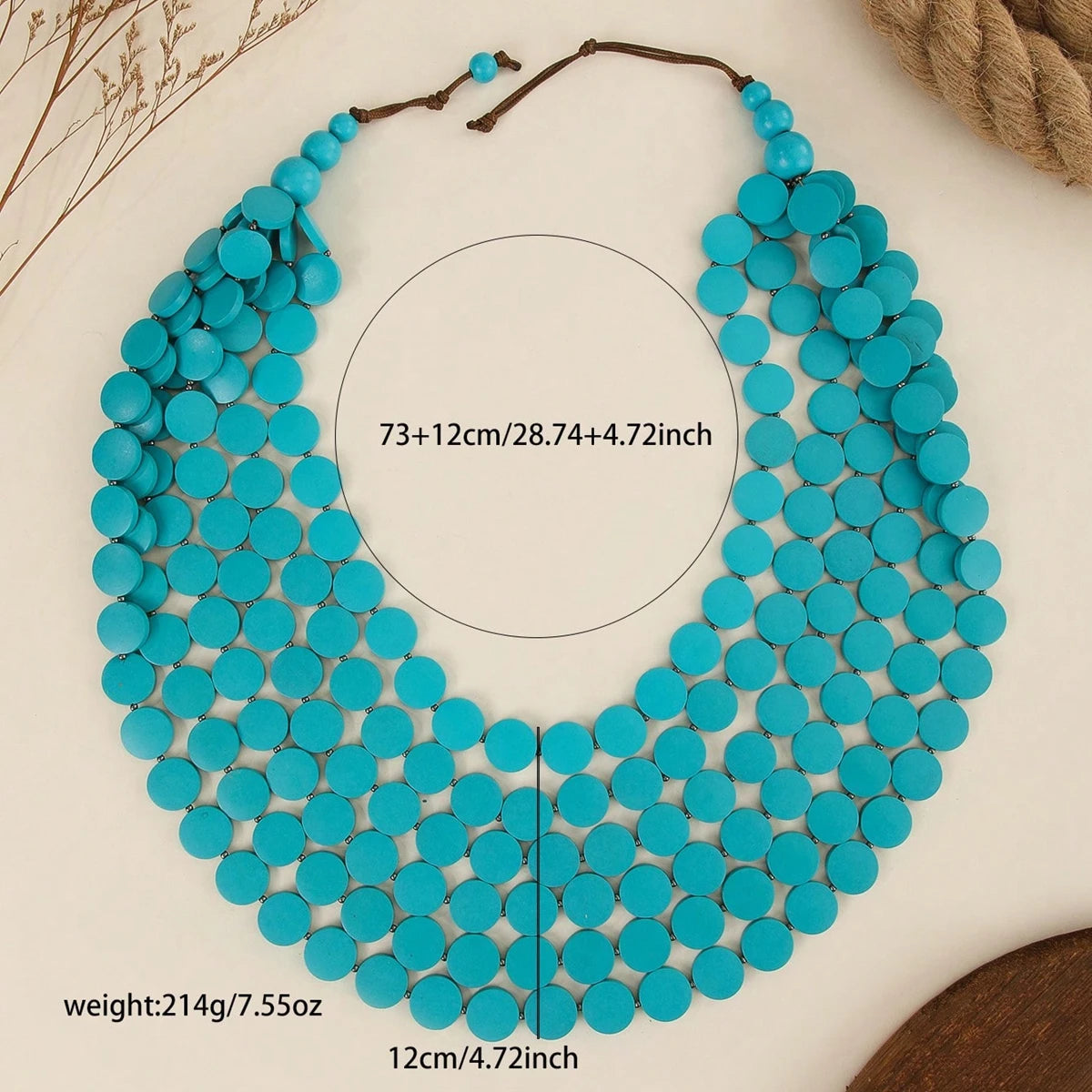 2026 Trend Fashion Geometric Round Wooden Beads Handmade Beaded MultiLayer Long Necklaces For Women Vacation Party Jewelry