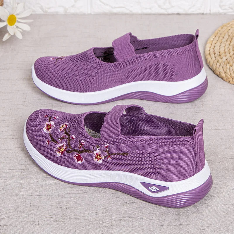 Women's Shoes 2025 Summer Casual Sneakers Breathable Embroidered Chunky Sole Affordable Free Shipping