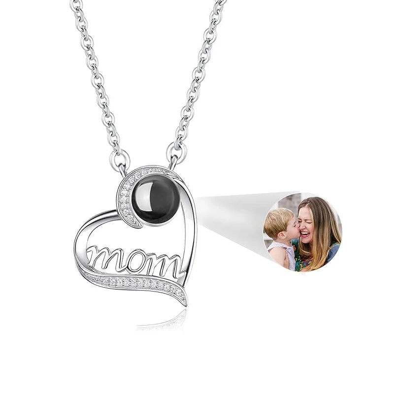 Personalized Picture Projection Necklace Custom Photo Pendant Necklace Love Memorial Gifts Birthday Gifts for Mom Wife Valentine