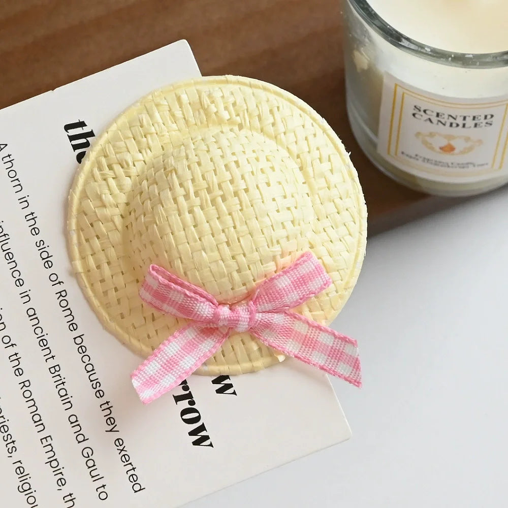 Creative Hair Clips Summer Cute Woven Straw Hat Hairpins for Baby Girl Sweet Kids Barrettes Fashion Hair Accessories пучки волос