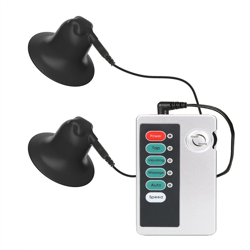 Electric Shock Nipple Sucker Enlarger Nipple Clamp Pussy Pump Clit Clip Vacuum Stimulate Breast Enlarger Sextoy For Women Men SM