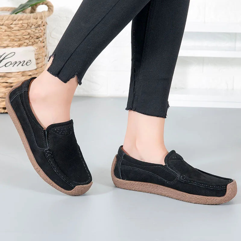 Spring Autumn Women Shoes Big Size Flats Women Suede Loafers Soft Comfortable Women Casual Shoes Slip On Moccasins Shoes Female