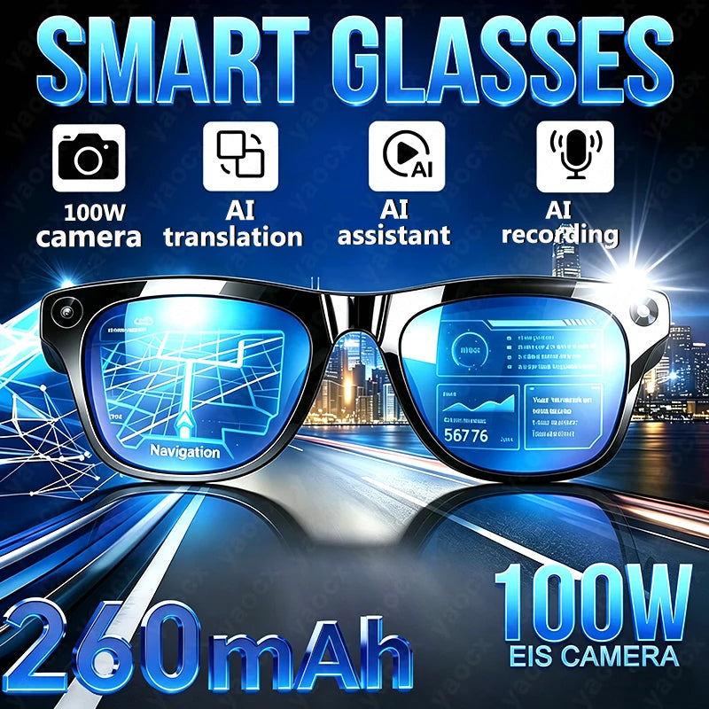 2026 Brand New AI Smart Glasses 100W HD Camera Take photos AI Translation Surround Music Recording BT Call Men Women Sunglasses