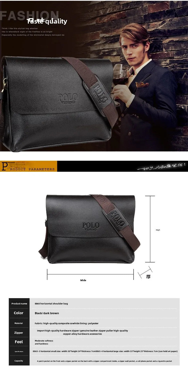 =Trendy Men’s Inclined Shoulder Business Bag