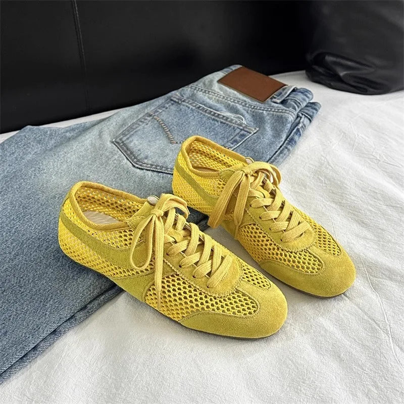 Women Sneakers 2026 Summer German Training Shoes Mesh Breathable Genuine Leather Shoes For Women Sports Casual Tennis Shoes