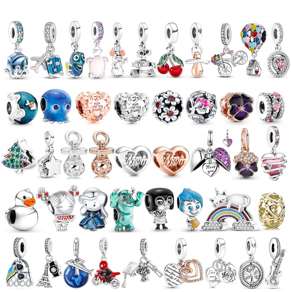 Dinglly 2pcs/lot Cartoon Animal Beads Pacifier Squid & Robot Charm Fit DIY Bike Airplane Beaded Bracelet Handmade Accessory Gift