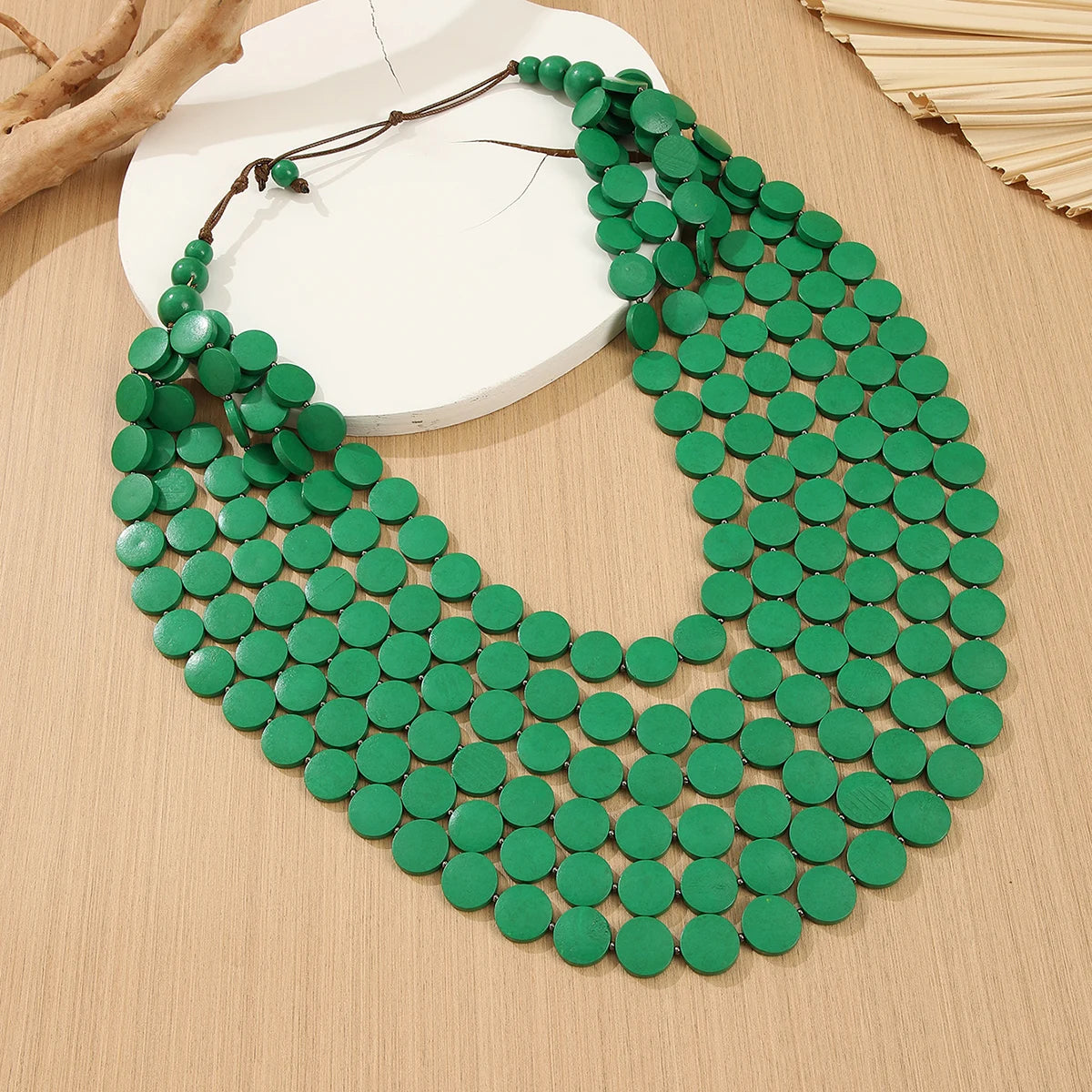 2026 Trend Fashion Geometric Round Wooden Beads Handmade Beaded MultiLayer Long Necklaces For Women Vacation Party Jewelry