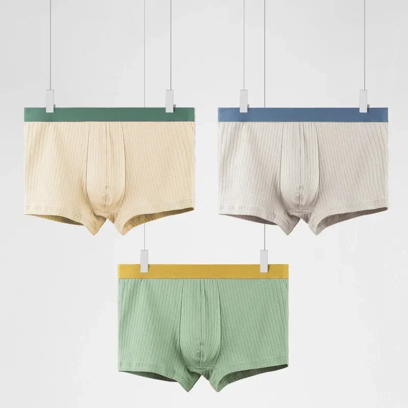 3PC Men's underwear Men's antibacterial cotton boxers summer thin plus size shorts breathable boys sports boxers head