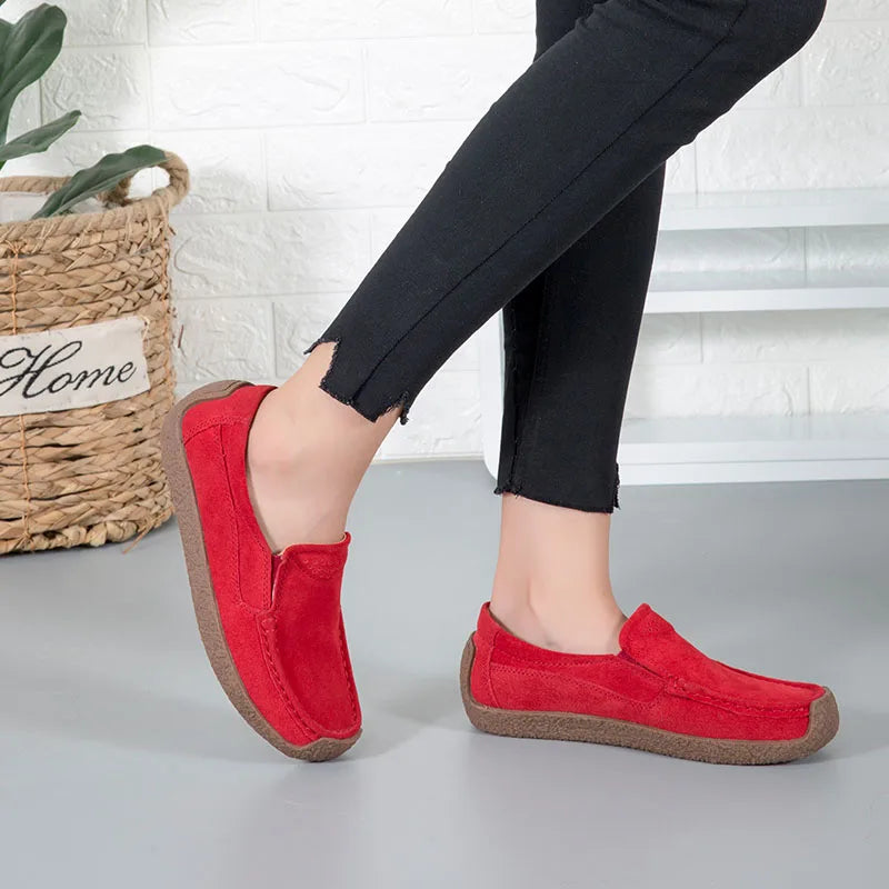 Spring Autumn Women Shoes Big Size Flats Women Suede Loafers Soft Comfortable Women Casual Shoes Slip On Moccasins Shoes Female