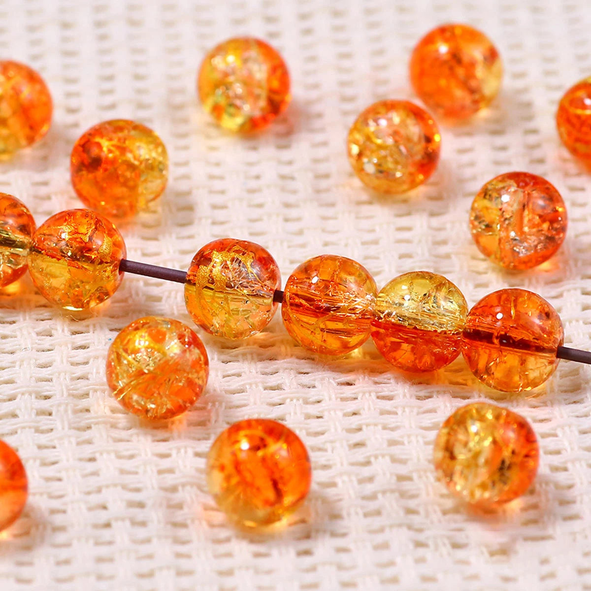 8/10mm Gradient Color Dot Golden Crackled Crystal Bead Round Glass Spacer Loose Beads For Jewelry Making Bracelet DIY Accessorie