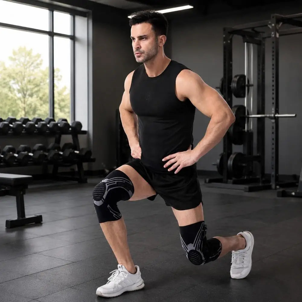 Knob Adjustable Knee Brace 360 Degree Protection Spring Lateral Support Anti-Slip Silicone Pads Breathable Knee Sleeve