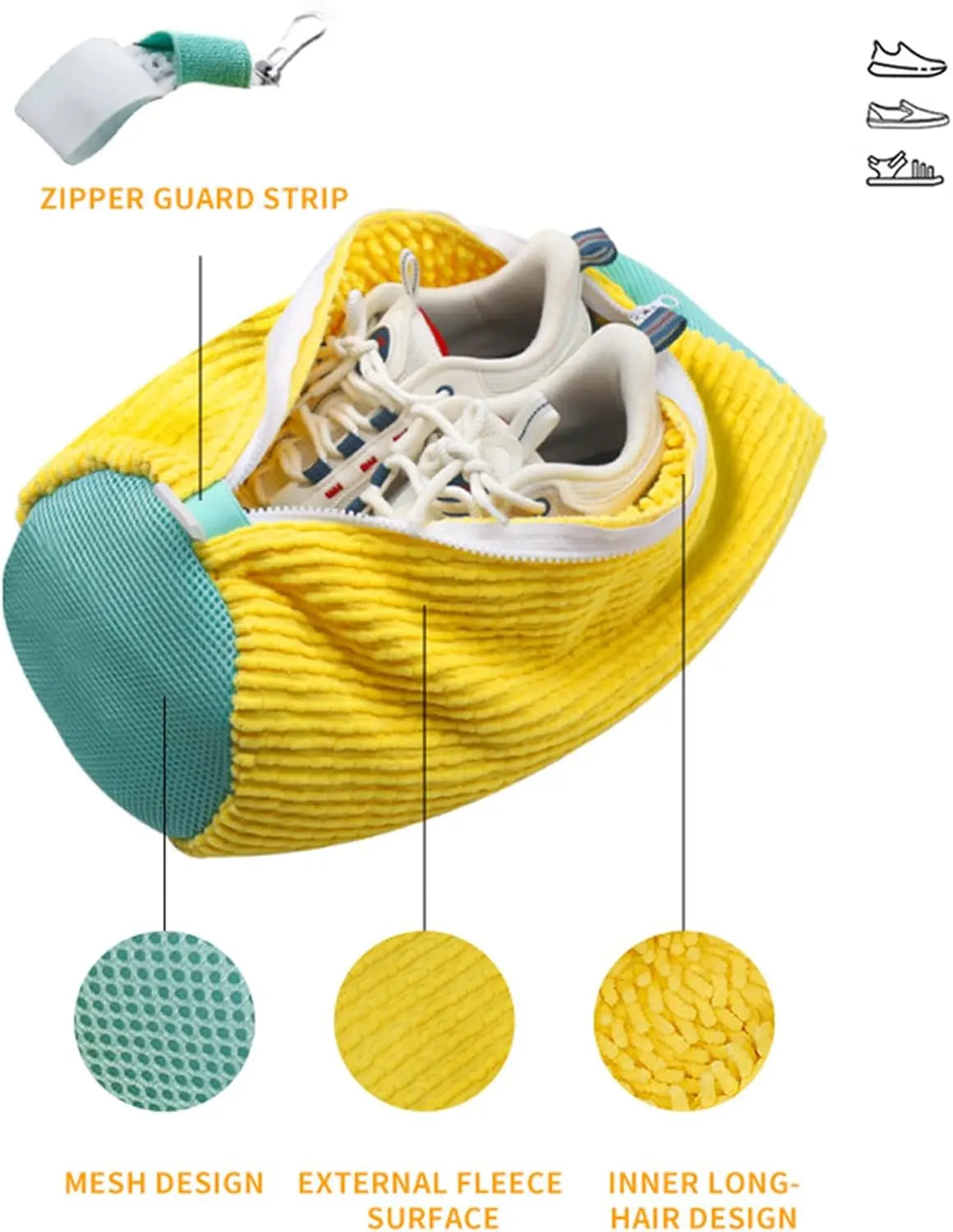 Shoe Laundry Bag for Washing Machine, Shoes Laundry Bag Sneaker Washing Bag for 360° Cleaning