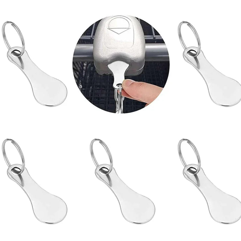 10PCS Free Custom Logo Shopping Cart Trolley Token Key Ring Hanger Loose Shopping Cart Chip Stainless Steel Shopping Cart Tools