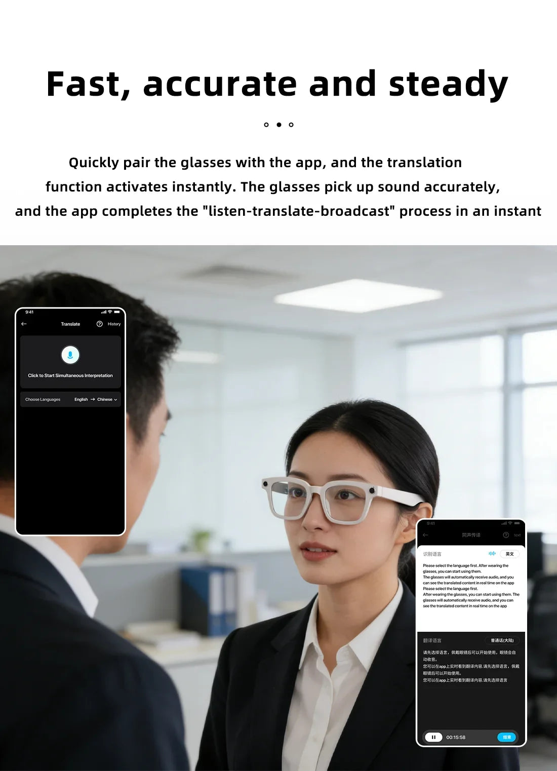 AI Smart Glasses 800W Camera Recording AI Photo Recognition BT Call Real Time Translation Voice Assistan Sunglasses Men Women