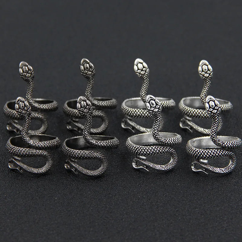 Fashion Retro Exaggerated Spirit Snake Ring Punk Adjustable Opening Snake-shaped Student Index Finger Ring Trend Jewelry
