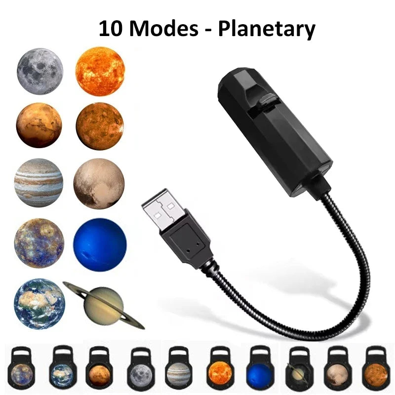 LED Star Galaxy Projector Lamp Moon Earth Wall Decor Switchable Pattern Projection Night Light for Home Bedroom Decoration