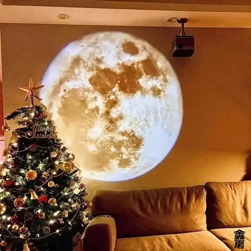 USB Ceiling Moon Earth Projection Atmosphere Light Starry Sky Lamp Night Light Romantic Bedroom Decoration Galaxy Projector