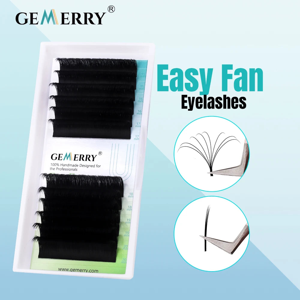 GEMERRY Easy Fan Lashes DIY Volume Faux Mink Mix Length Fast Bloom Russia Long Black Natural Eyelashes Extension Makeup Supplies