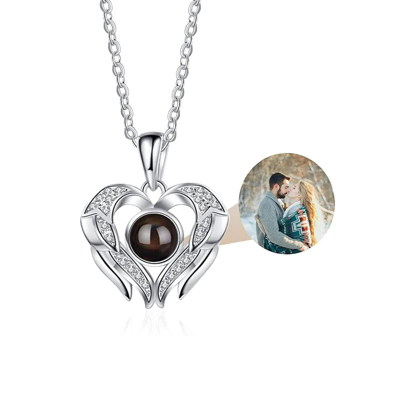 Personalized Picture Projection Necklace Custom Photo Pendant Necklace Love Memorial Gifts Birthday Gifts for Mom Wife Valentine