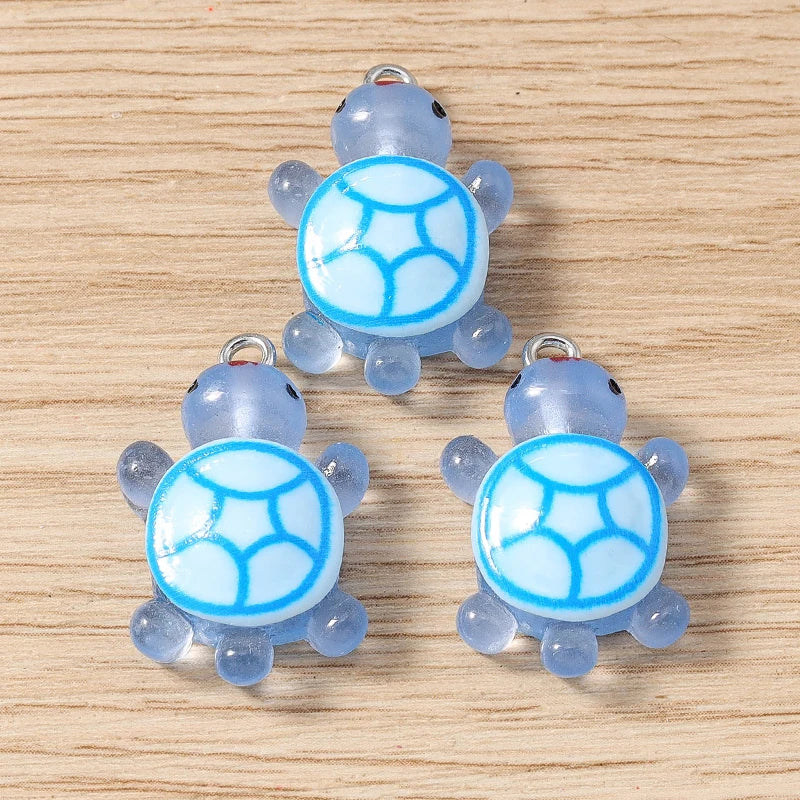 10pcs 16x25mm Cartoon Animal Charms Candy Colors Resin Turtle Charms Pendant for Jewelry Making Earrings Necklace DIY Craft Gift