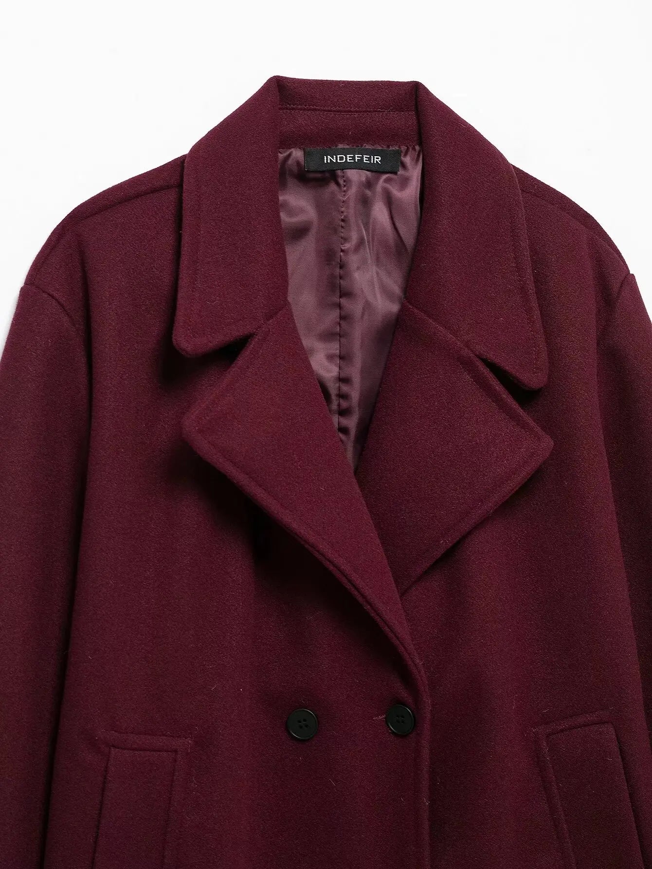 Retro Soft Material Loose Coat with Tweed Pattern Double Breasted Suit Collar Autumn Fashionable All-Match Women's Windbreaker