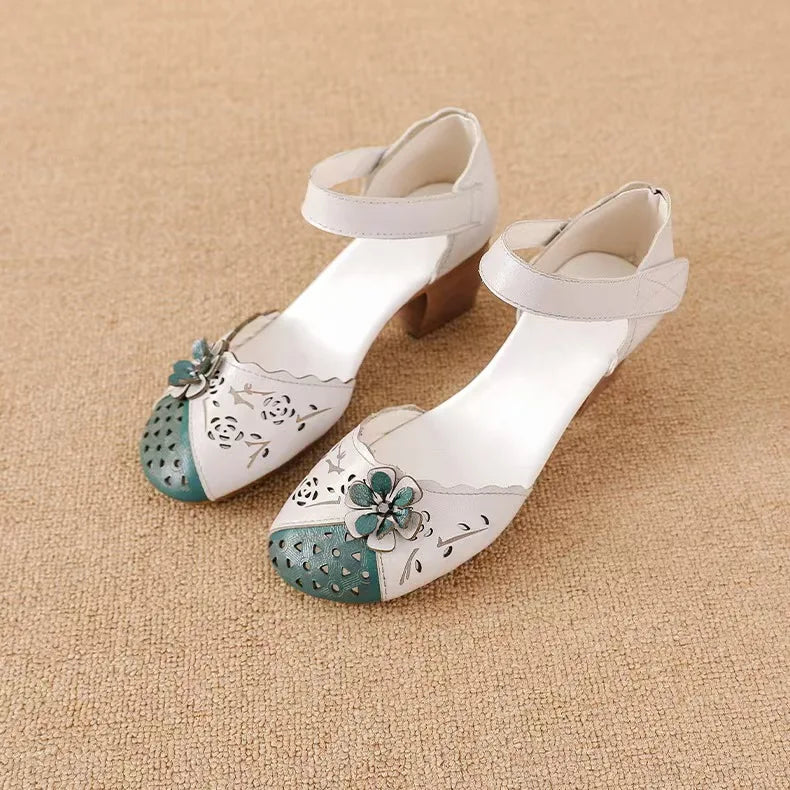 Newest gladiator summer sandals women's big size 43 woman real leather sandals ladies patchwork strap Non-slip flats