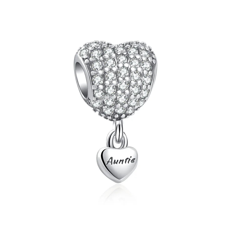 Hot Selling 925 Silver Sibling Daughter Heart-Shaped Charm Bead Suitable For Original European Bracelet DIY Women's Jewelry Gift