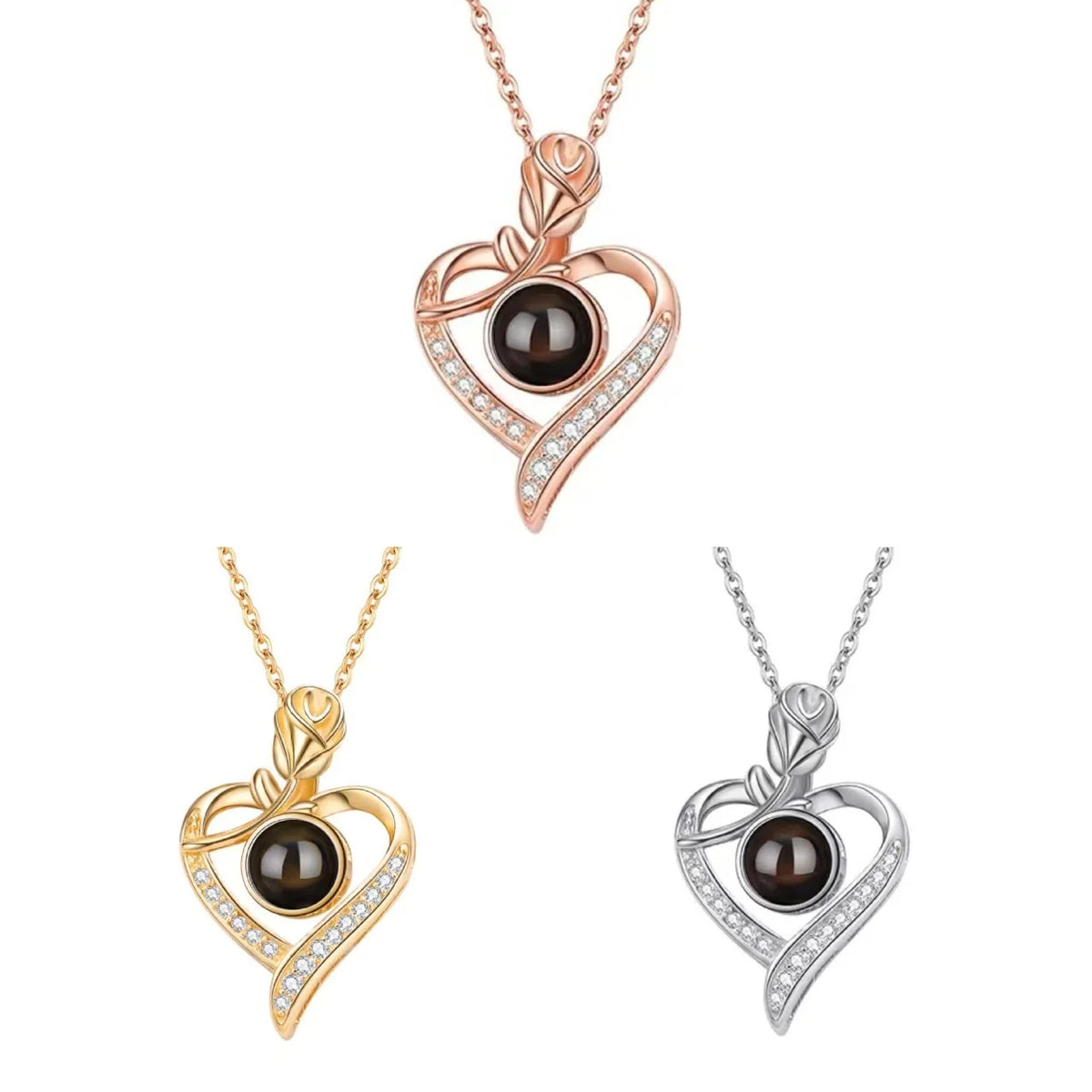 Valentine's Day Gift Photo Custom Projection Necklace Lock Shaped Projection Necklace Lover Family Wife Husband Memory Gift