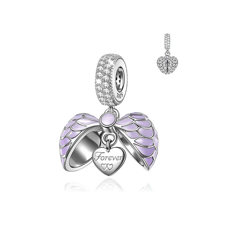 Hot Selling 925 Silver Sibling Daughter Heart-Shaped Charm Bead Suitable For Original European Bracelet DIY Women's Jewelry Gift