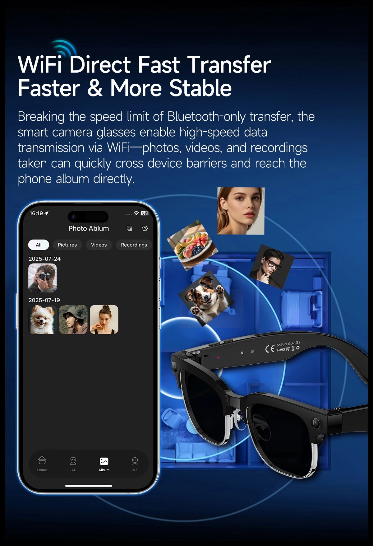AI Smart Glasses with 800W Pixel Camera Photo Video Recording 120+Language Translation Sunglasses Men Women 2026 New Year's Gift
