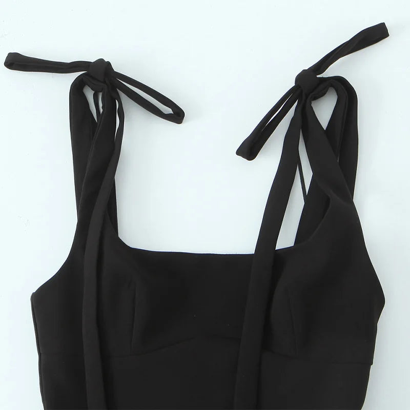 Willshela Women Fashion Solid Lace Up Backless Zipper Mini Dress Vintage Straps Square Collar Female Chic Lady Dresses