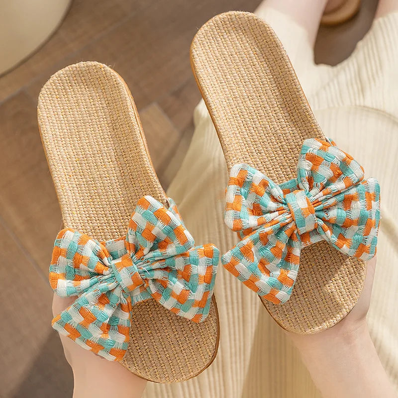 New linen fabric slippers for women perfect for summer suitable for home  indoor use soft sole non-slip. slippers