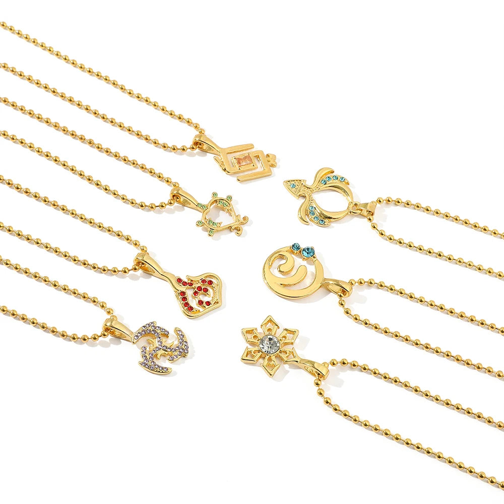 Fashion Genshin Impact Necklace Accessories Pyro Hydro Anemo Eye of God Element Symbol Game Gift For Friends Fan Jewelry