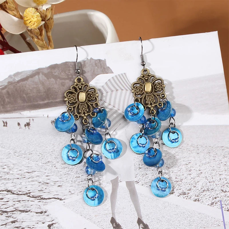 Cute Summer Flower Earrings Handmade Vacation Bohemian Earrings Exaggerated Beach Women Jewelry Party