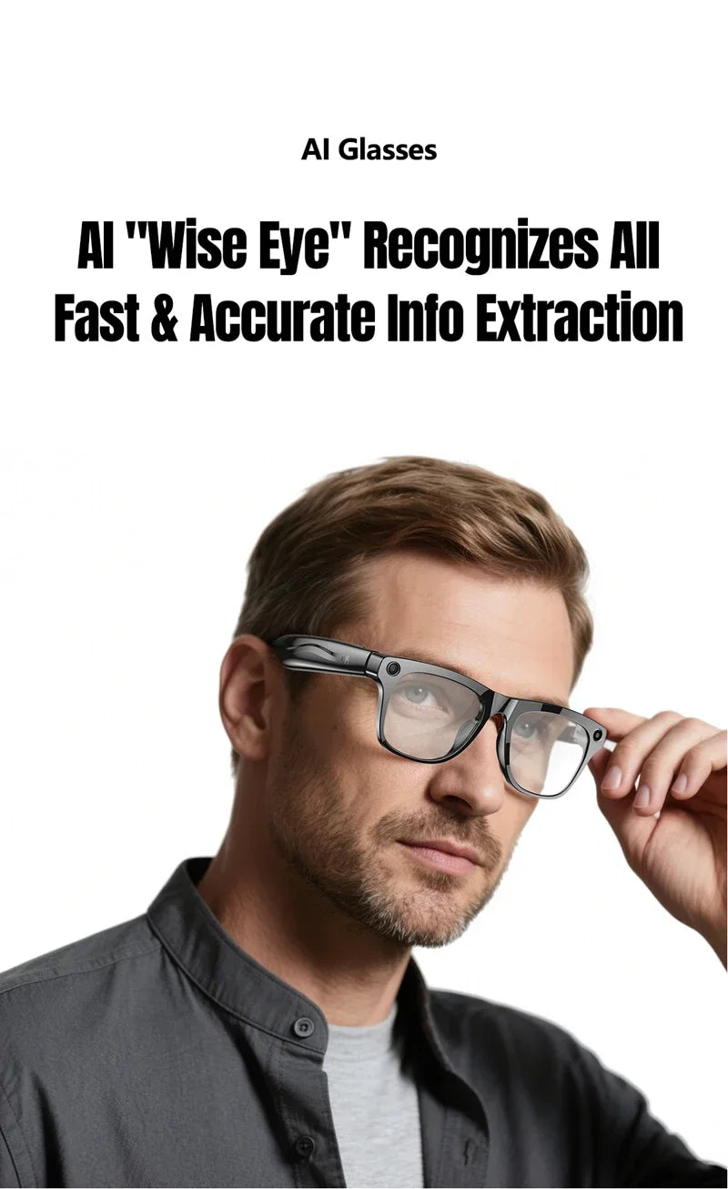 6K HD AI Camera Glasses 800MP Photochromic Multifunctional Smart Glasses Bluetooth Calling Photo Video ChatGPT Music Translation