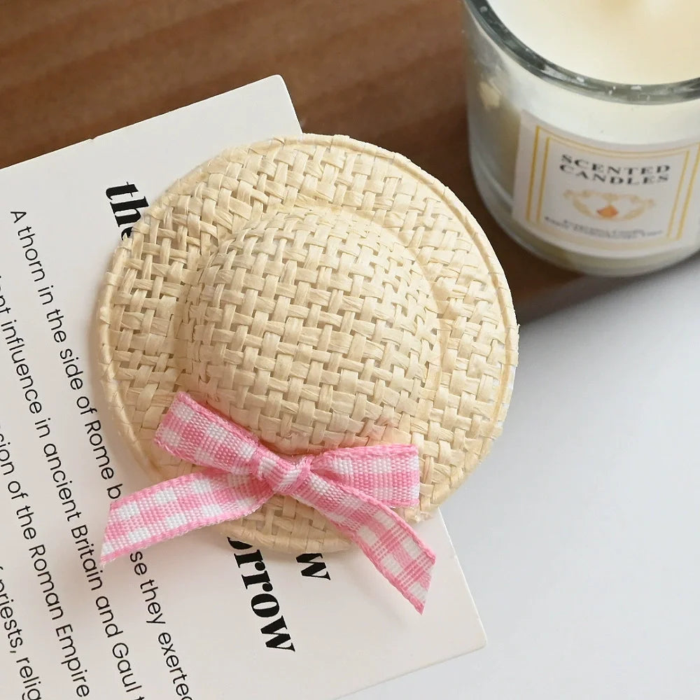 Creative Hair Clips Summer Cute Woven Straw Hat Hairpins for Baby Girl Sweet Kids Barrettes Fashion Hair Accessories пучки волос