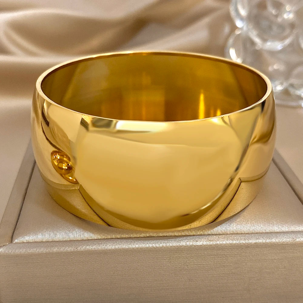 Glossy Gold Bangle Stainless Steel Jewelry