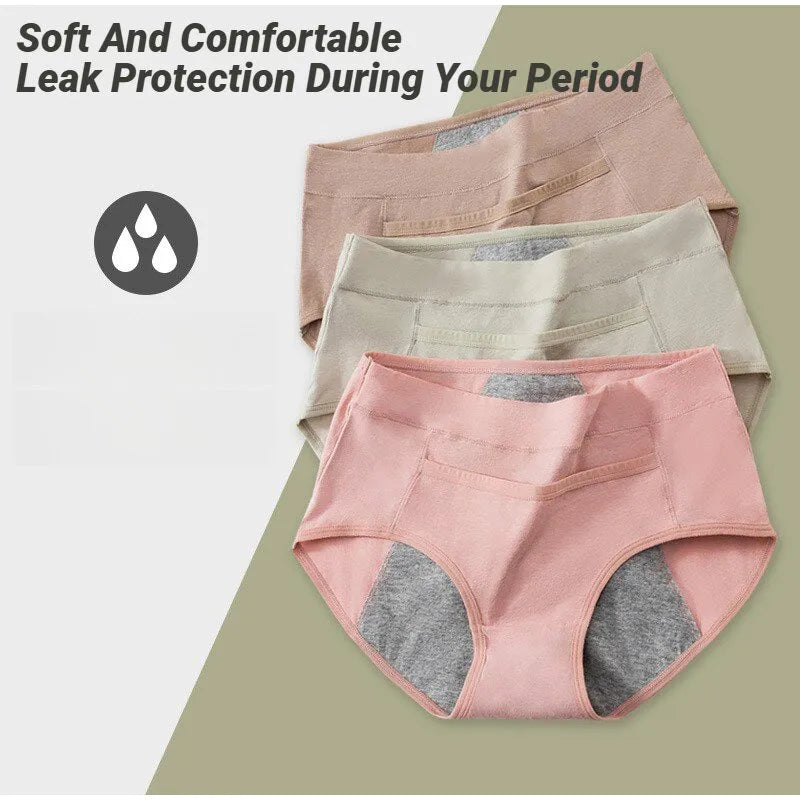 4PCS Women'S Menstrual Panties High Waist Cotton Briefs Lingerie Physiological Pants Leak Proof Underwear Ladies Period Panty