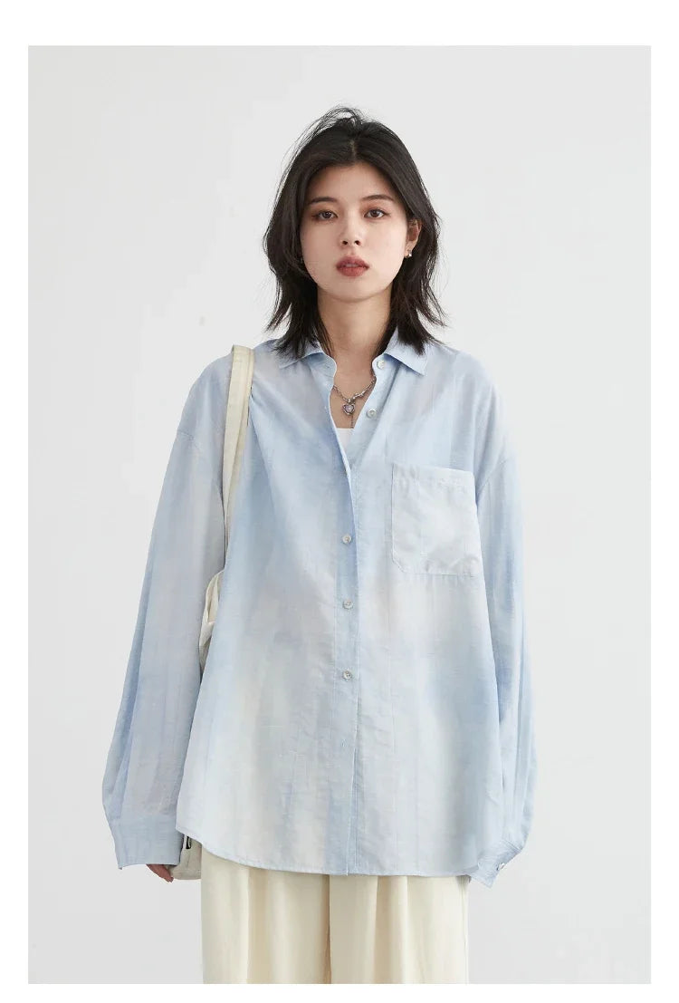 CHIC VEN Women Tie-Dye Casual Long Sleeve Shirt