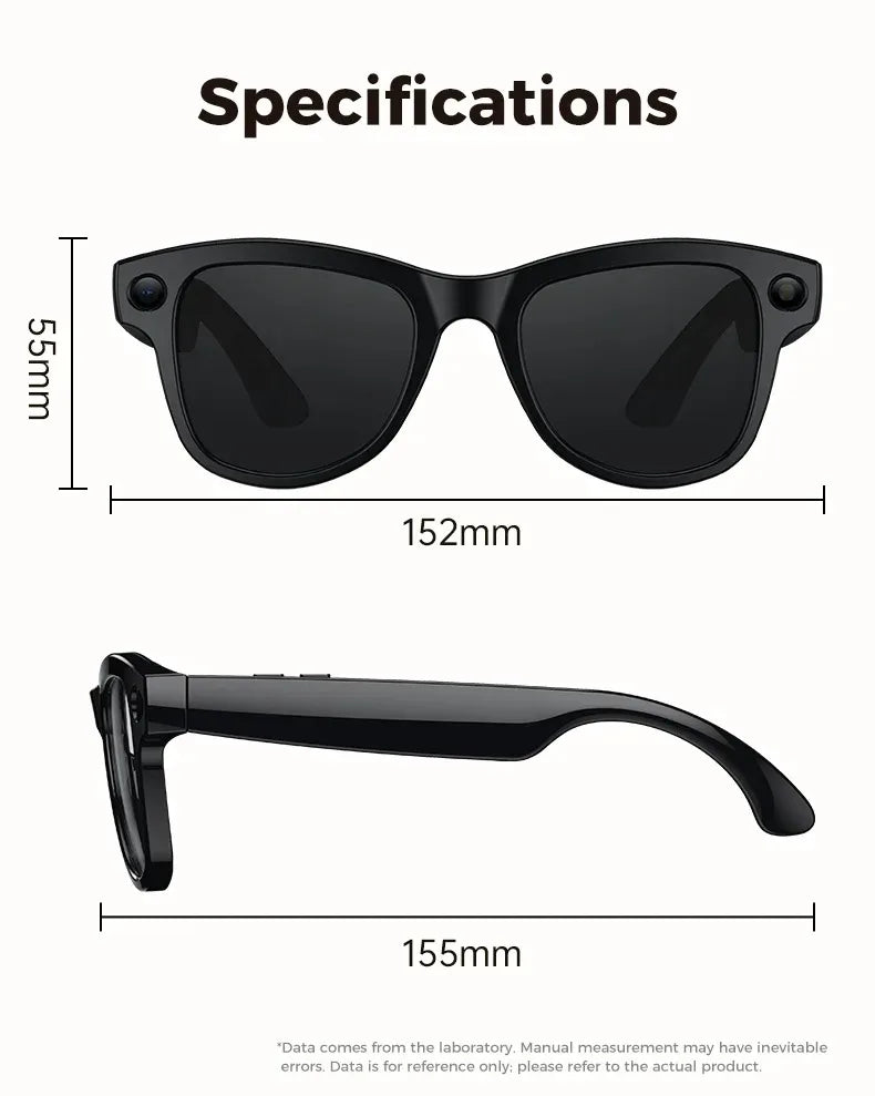 AI Smart Glasses GPT Camera 4K HD Multifunctional 3-in-1 Lens Bluetooth Call 3600Mah Battery Voice Assistant Control Sunglasses