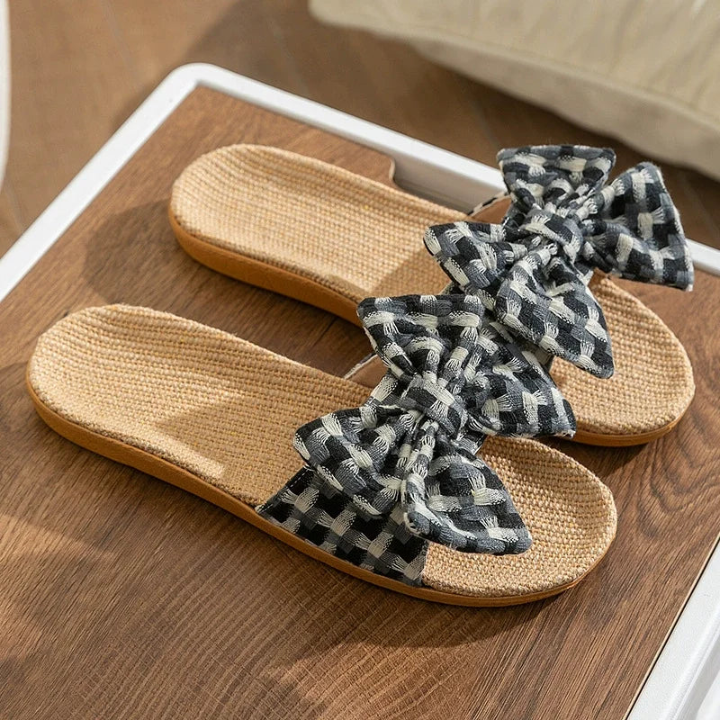 New linen fabric slippers for women perfect for summer suitable for home  indoor use soft sole non-slip. slippers